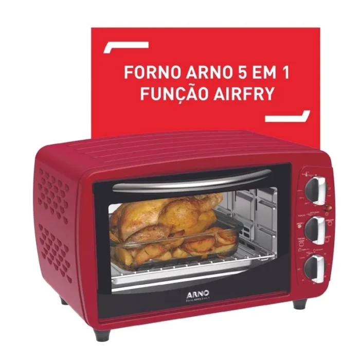 Forno Elétrico Arno Airfry 5 em 1 com 20L de Capacidade Vermelho FOR3 - Image 2