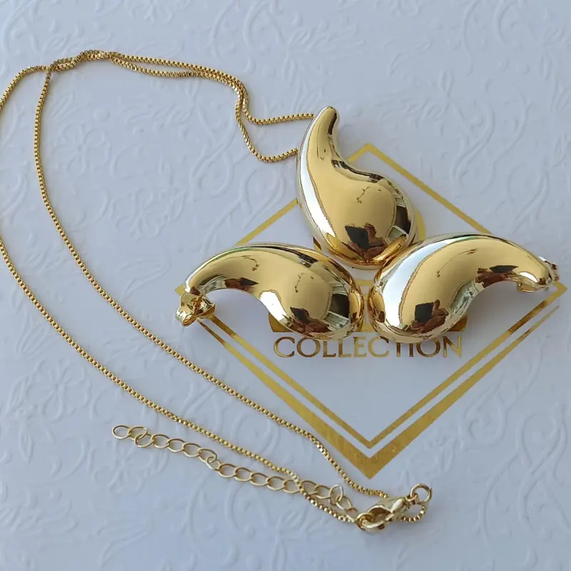 Conjunto Colar e Brincos Vírgula