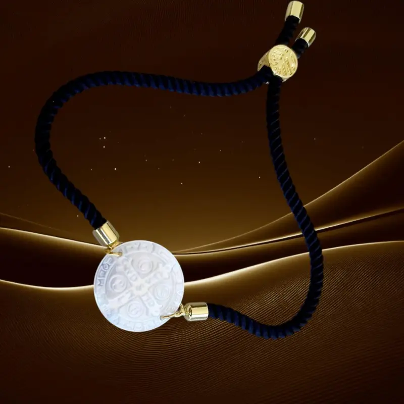 Pulseira Gravatinha Cordão Preto com Entremeio Madrepérola S. Bento By Solange Marçal