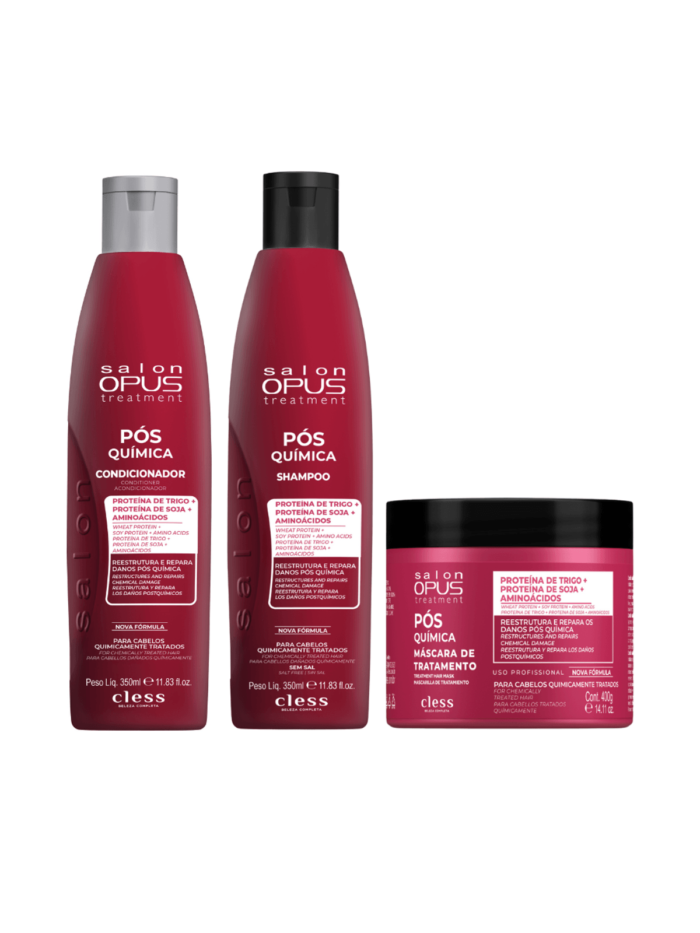 kit Pós Química Shampoo Condicionador e Máscara Salon Opus