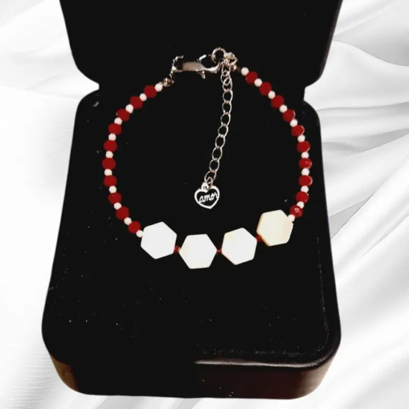 Pulseira Madrepérolas com Cristais Vinho