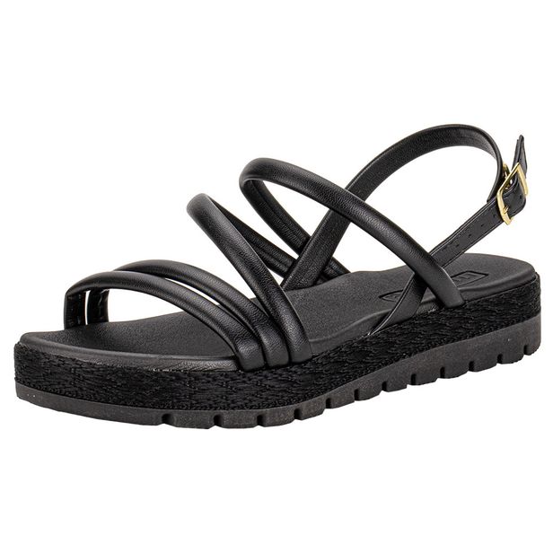 Sandália Feminina Flat Moleca 5539101 PRETO 34