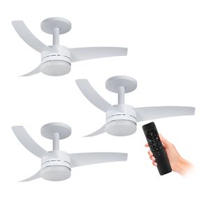 Kit 3 Ventiladores de Teto Arno Ultimate Bivolt Branco com 3 Pás e Controle Remoto VX13