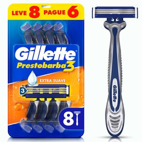 Aparelho de Barbear Descartável Gillette Prestobarba3 8 Unidades
