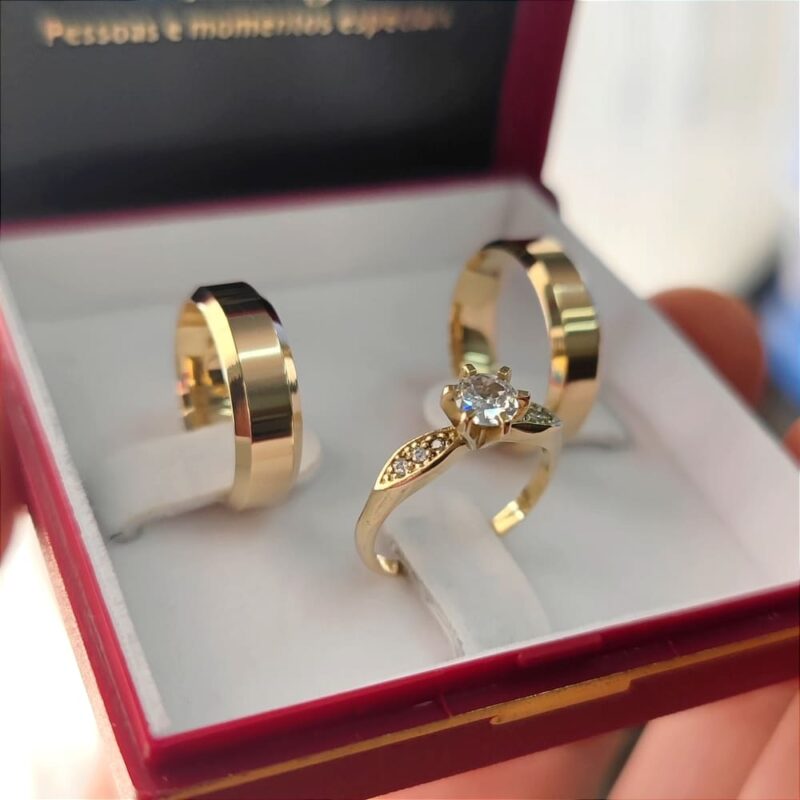 Alianças de Moedas Antigas 6mm Italiana + Anel Rainha