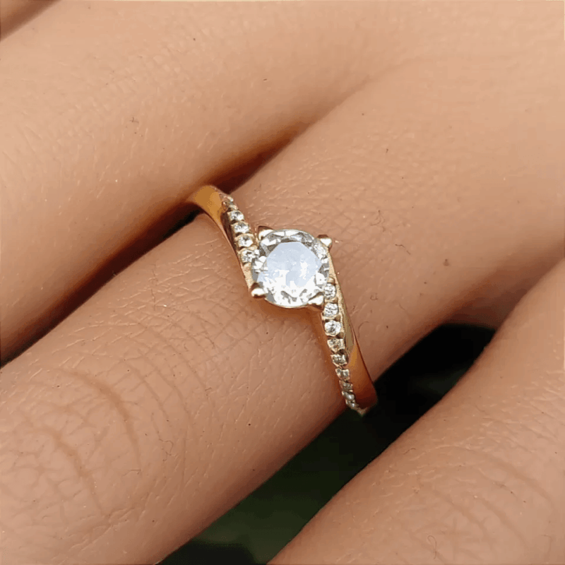 Anel Solitário Aparador Moeda Antiga com Zircônia Mod. Londres