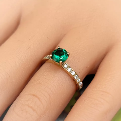 Anel Solitário de Moeda Antiga Mod. Malibu ( Escolha a cor da pedra )