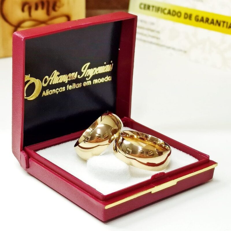 OFERTA! Par de Alianças de Moedas Antigas 8mm Abauladas