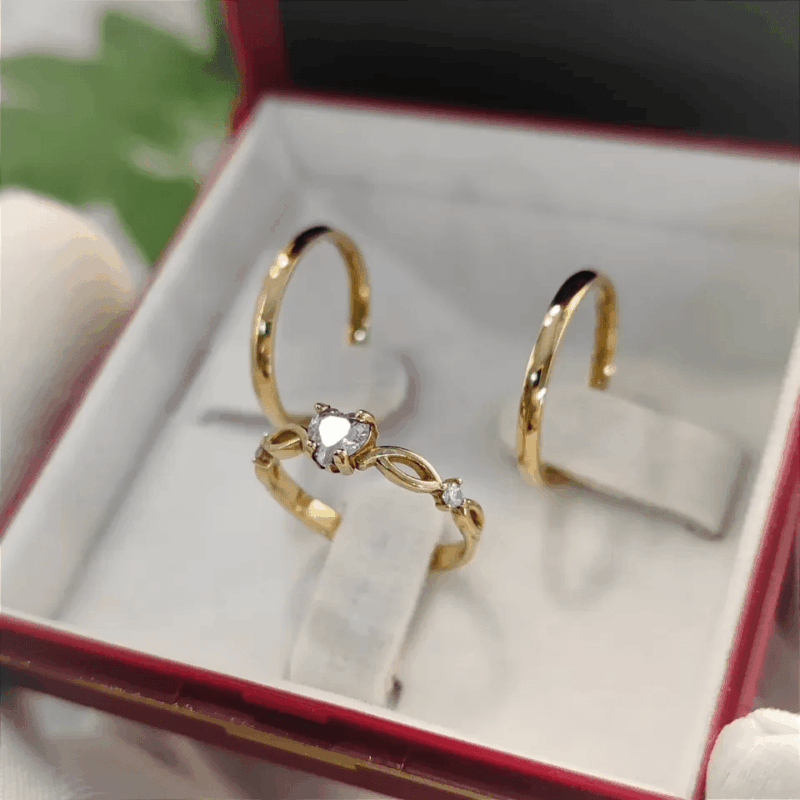 Par alianças 2mm abauladas com Anel Love (Escolha a cor da pedra)
