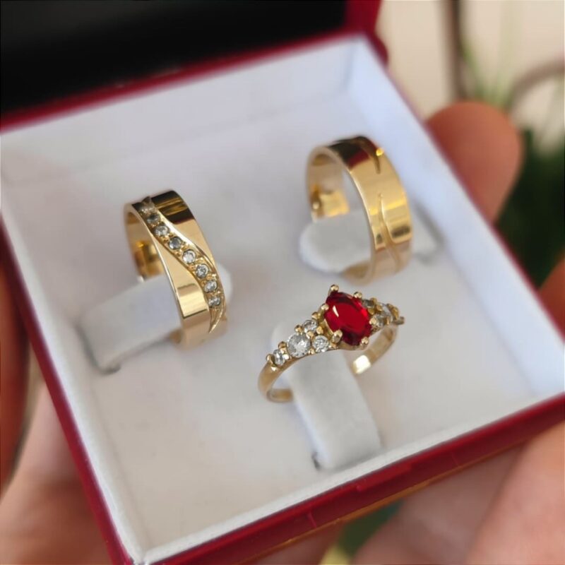 Par Alianças 6mm mod. Oceano + Anel Melodia