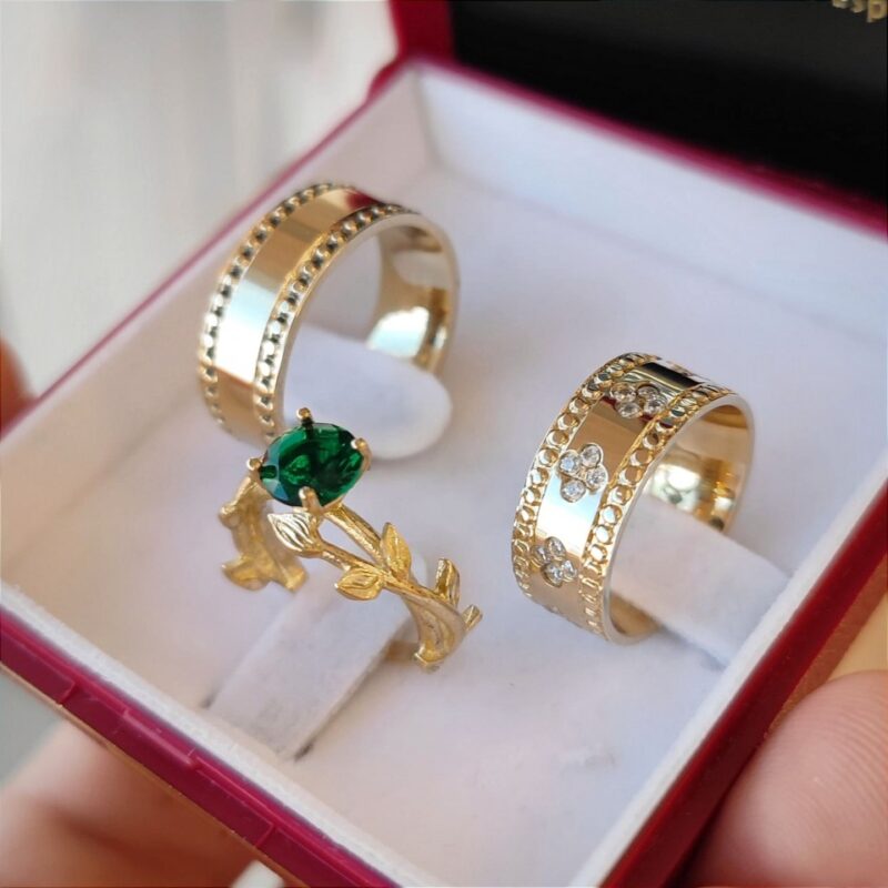 Par Alianças 8mm mod. Clover + Anel Bella