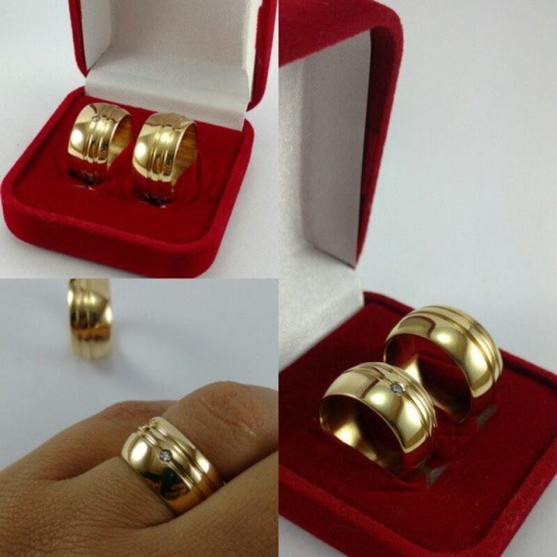 Par Alianças de Moedas Antigas 10mm com pedra zircônia