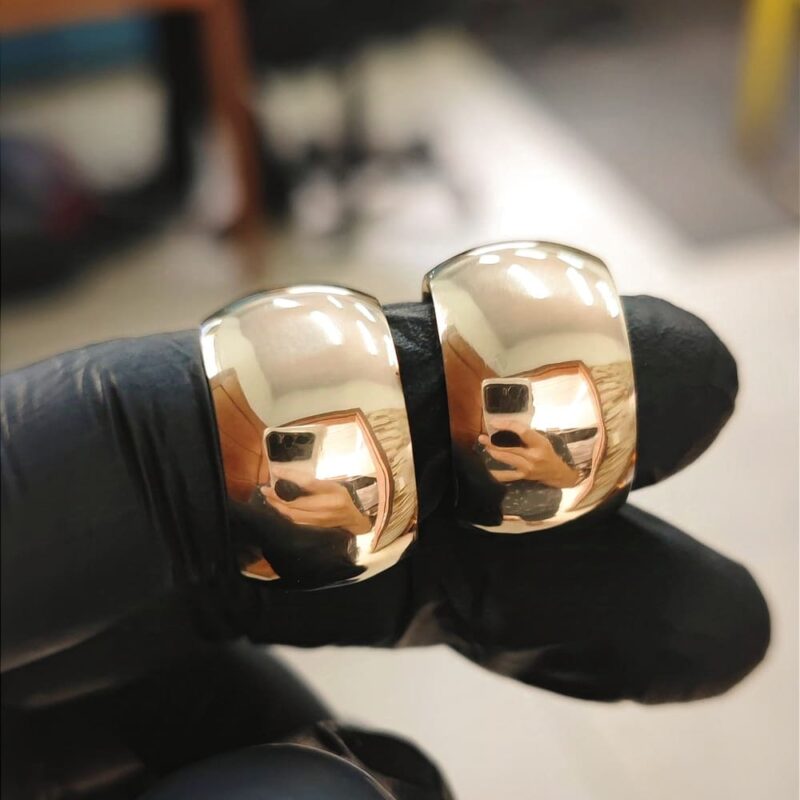 Par Alianças de Moedas Antigas 14mm Abauladas