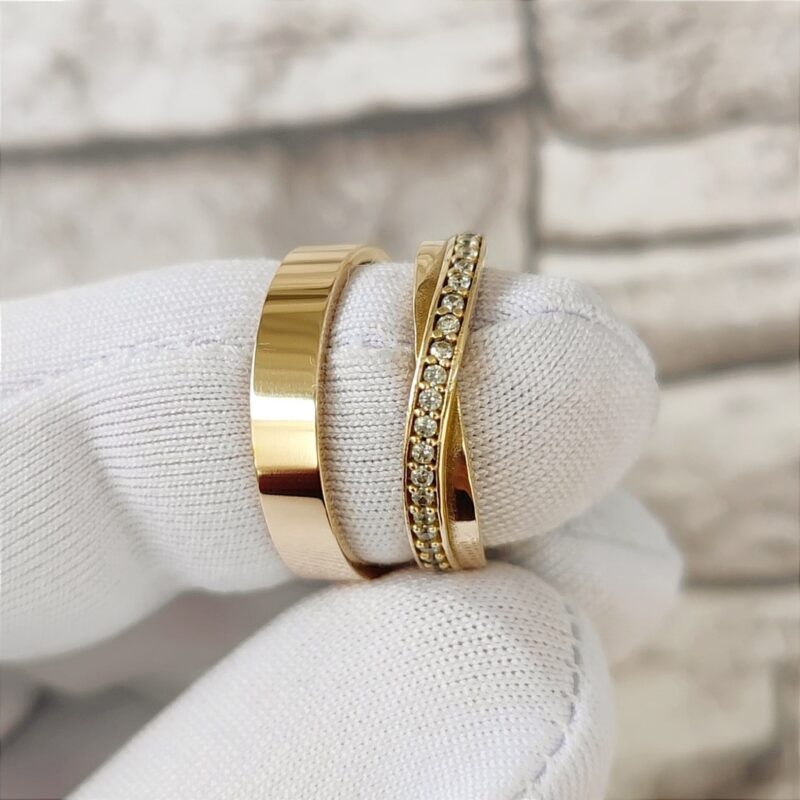 Par Alianças de Moedas Antigas 4mm Retas Com Feminina Mod. Infinito