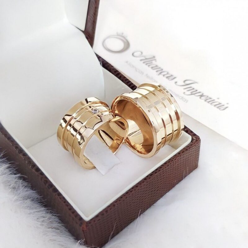 Par Alianças de Moedas Antigas Trabalhadas 12mm Mod. Bulgaria