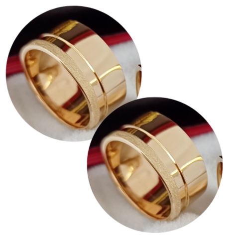 Par Alianças de Moedas Antigas Trabalhadas 8mm borda Granitada