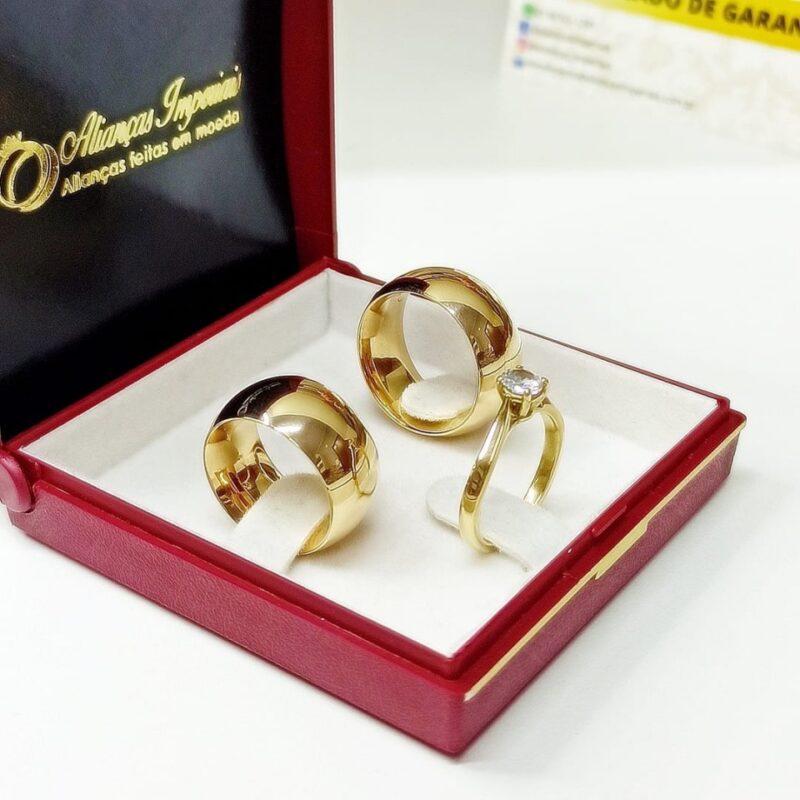 Par de Alianças 10mm Abauladas + Anel Condessa