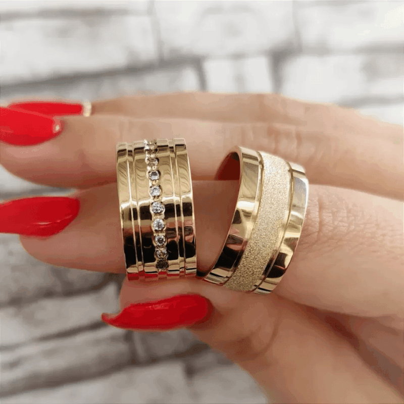 Par de alianças 10mm com zircônias (Mod. PD11)