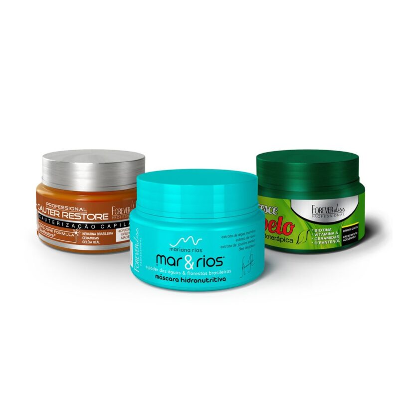 Kit Mini Máscara Mar e Rios Com Cresce Cabelo e Cauterização