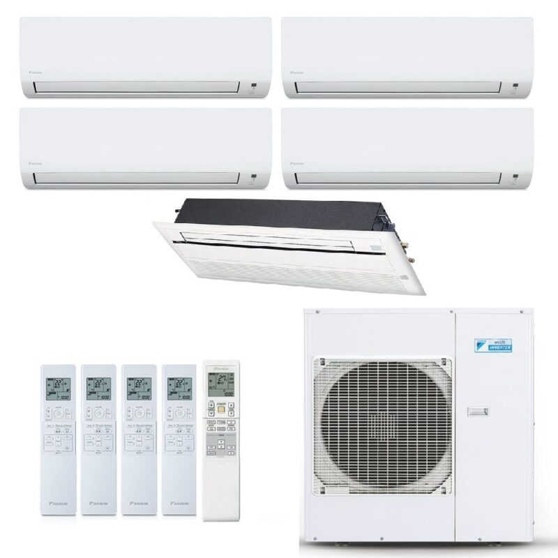 Ar-Condicionado Multi Split Inverter Daikin 38.000 BTUs (4x Evap HW 9.000 + 1x Evap Cassete 1 Via 18.000) Quente/Frio 220V