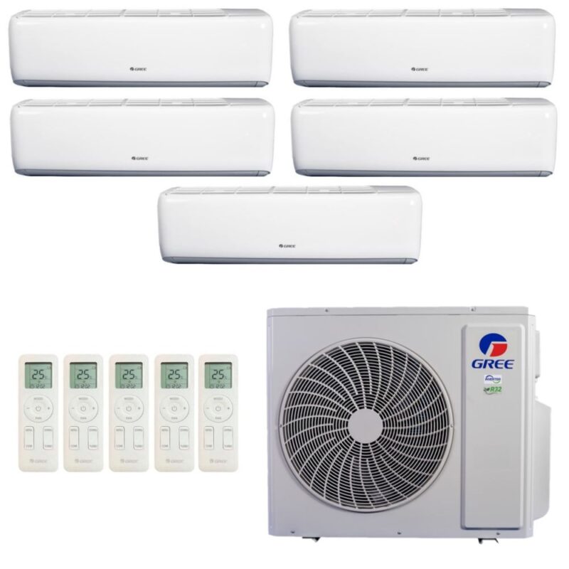 Ar-Condicionado Multi Split Inverter R-32 Gree 42.000 (3x Evap HW 9.000 + 2x Evap HW 12.000) Quente/Frio 220V