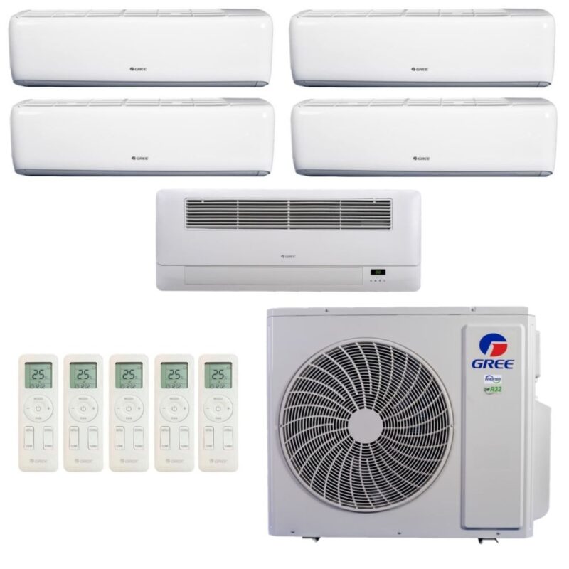 Ar-Condicionado Multi Split Inverter R-32 Gree 42.000 (4x Evap HW 9.000 + 1x Evap Cassete 1 Via 18.000) Quente/Frio 220V