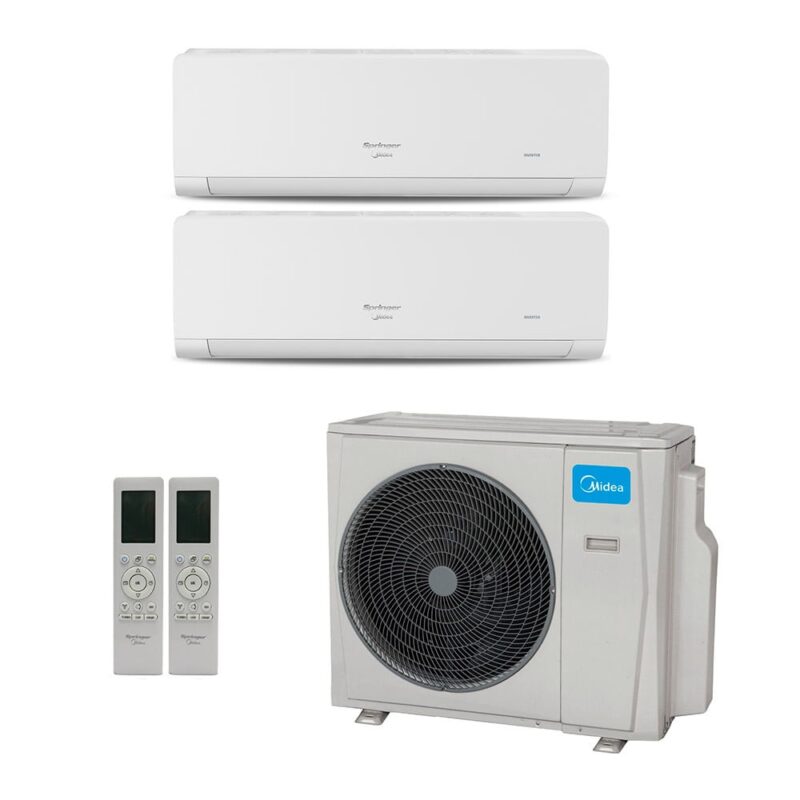 Ar-Condicionado Multi Split Inverter Midea 18.000 (2x Evap HW 9.000) Quente/Frio 220V