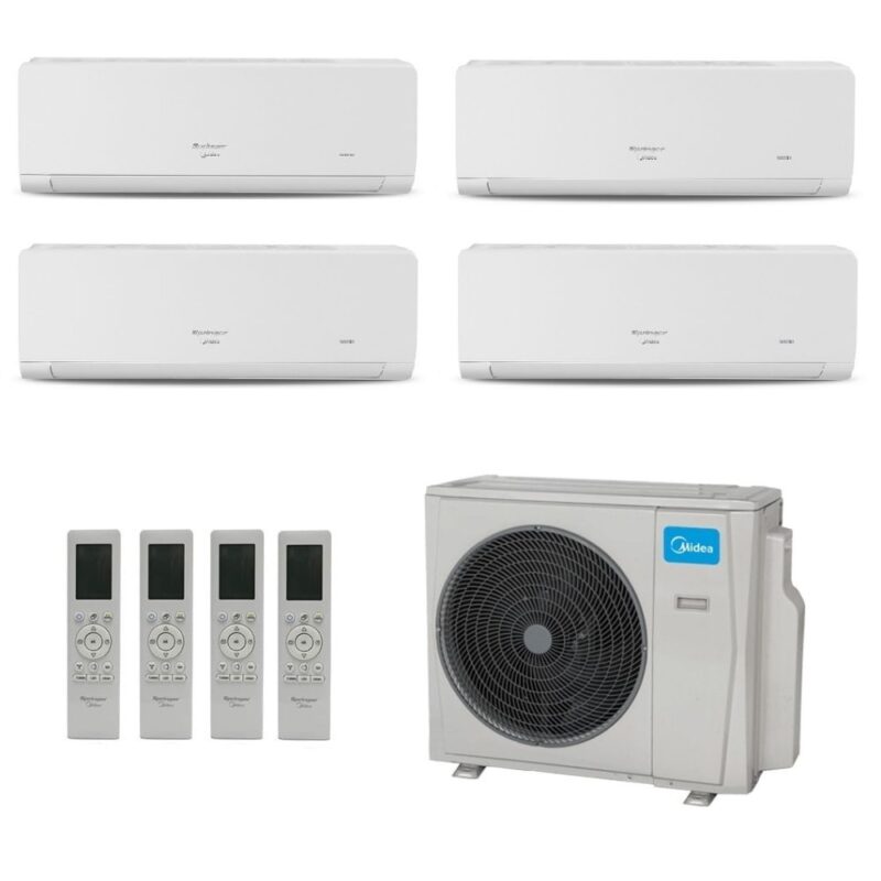 Ar-Condicionado Multi Split Inverter Midea 42.000 (1x Evap HW 9.000 + 3x Evap HW 12.000) Quente/Frio 220V