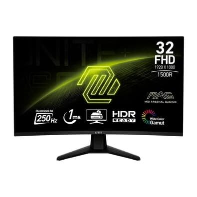 Monitor Gamer Curvo MSI 32", FHD, 250Hz, 1ms, VA, Preto - MAG32C6X