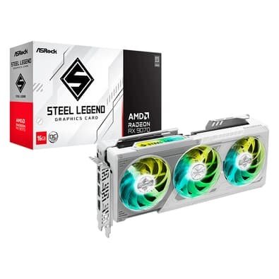 Placa de Vídeo ASRock RX 9070 Steel Legend OC AMD Radeon, 16GB, GDDR6, FidelityFX, RDNA - 90-GA5EZZ-00UANF