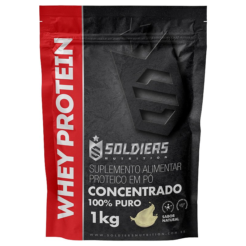 Whey Protein Concentrado 1Kg - Natural- Importado - Soldiers Nutrition
